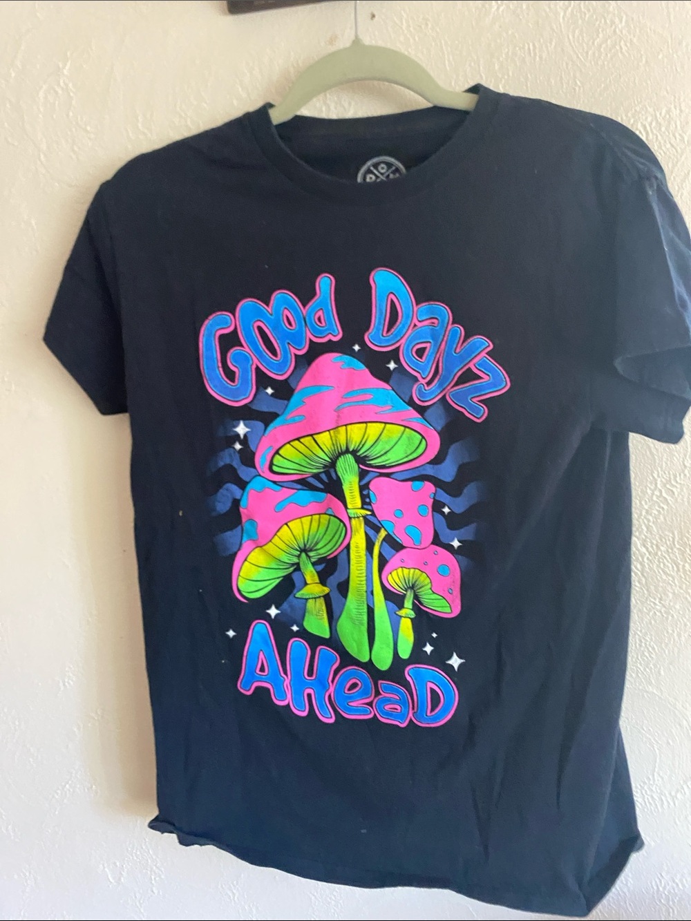 Good Dayz Ahead Neon Mushroom Graphic Tee - Black
